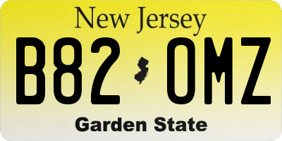 NJ license plate B82OMZ
