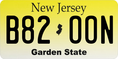 NJ license plate B82OON