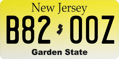 NJ license plate B82OOZ