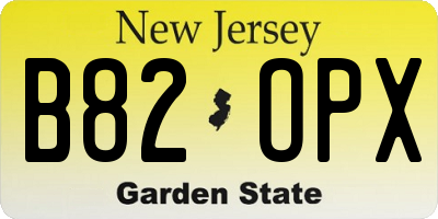 NJ license plate B82OPX