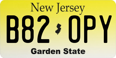 NJ license plate B82OPY