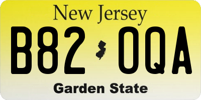 NJ license plate B82OQA