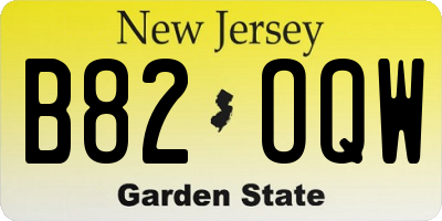 NJ license plate B82OQW