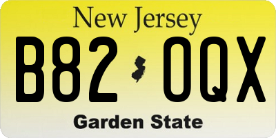 NJ license plate B82OQX