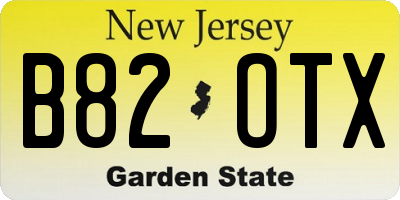 NJ license plate B82OTX