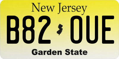 NJ license plate B82OUE