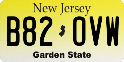 NJ license plate B82OVW