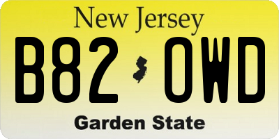 NJ license plate B82OWD