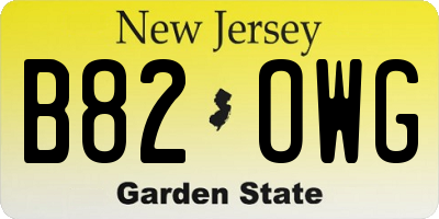 NJ license plate B82OWG