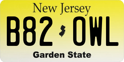NJ license plate B82OWL