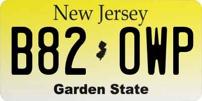 NJ license plate B82OWP