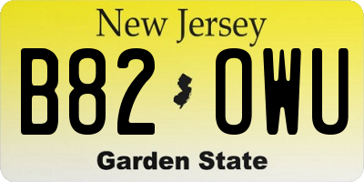 NJ license plate B82OWU