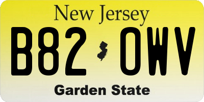 NJ license plate B82OWV