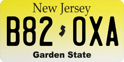 NJ license plate B82OXA