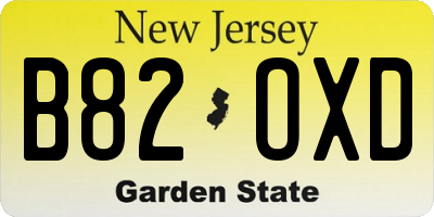 NJ license plate B82OXD