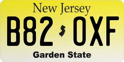 NJ license plate B82OXF