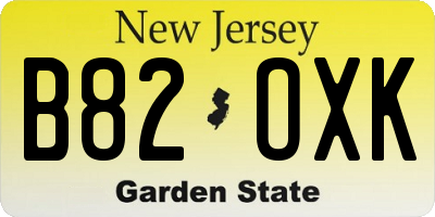 NJ license plate B82OXK