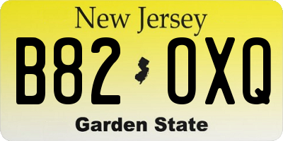 NJ license plate B82OXQ