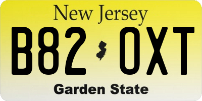 NJ license plate B82OXT