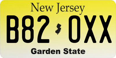 NJ license plate B82OXX