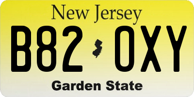 NJ license plate B82OXY