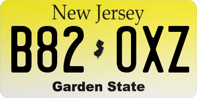 NJ license plate B82OXZ