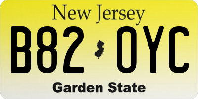 NJ license plate B82OYC