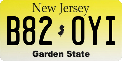 NJ license plate B82OYI
