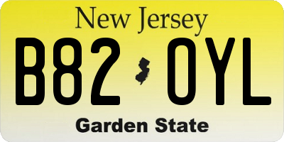 NJ license plate B82OYL
