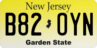 NJ license plate B82OYN
