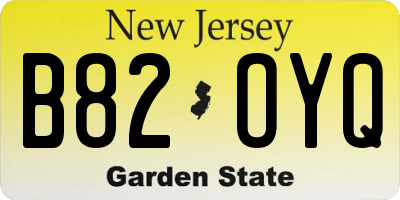 NJ license plate B82OYQ