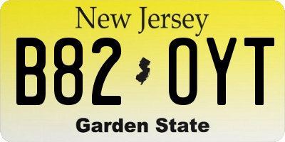 NJ license plate B82OYT