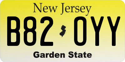 NJ license plate B82OYY