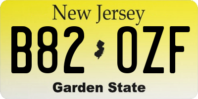 NJ license plate B82OZF
