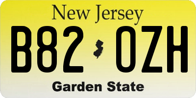 NJ license plate B82OZH