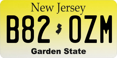 NJ license plate B82OZM