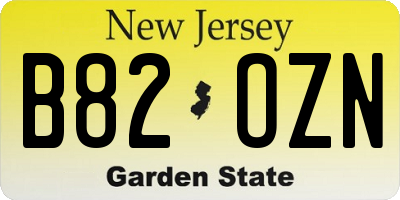 NJ license plate B82OZN
