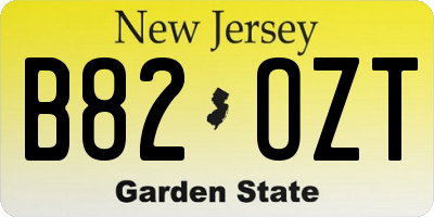 NJ license plate B82OZT