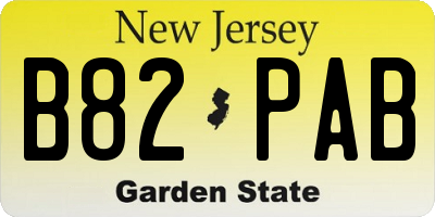 NJ license plate B82PAB
