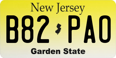 NJ license plate B82PAO