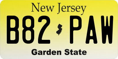 NJ license plate B82PAW