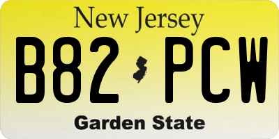 NJ license plate B82PCW