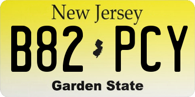 NJ license plate B82PCY