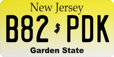 NJ license plate B82PDK