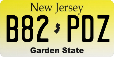 NJ license plate B82PDZ