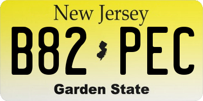 NJ license plate B82PEC