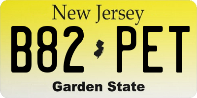 NJ license plate B82PET