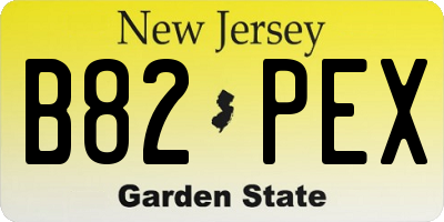 NJ license plate B82PEX