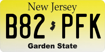 NJ license plate B82PFK