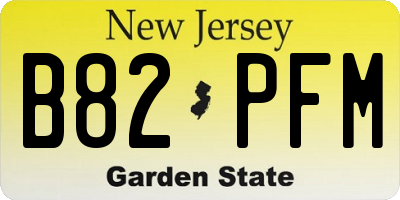 NJ license plate B82PFM